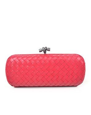 For Sale Pink Lambskin Intrecciato Tech Top Knot—Fake Bottega Veneta Cute Ladies Clutch