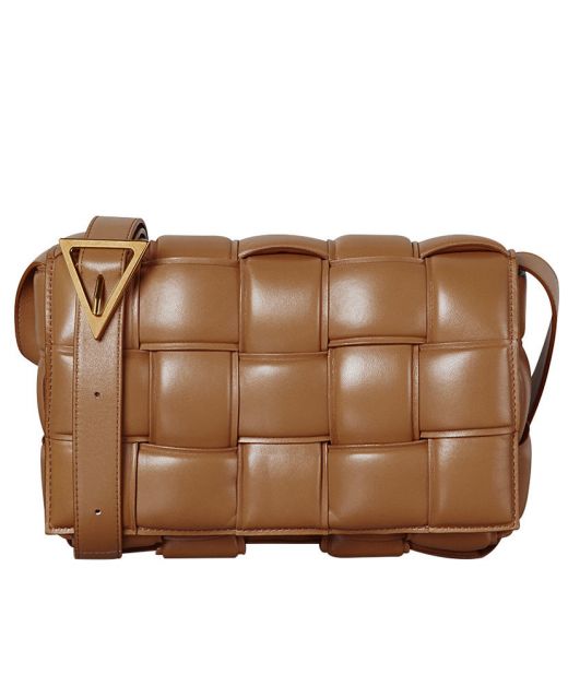 Classic Caramel Intreccio Leather Flap Magnetic Gold Hardware Padded Cassette—Clone Bottega Veneta Women'S Crossbody Bag