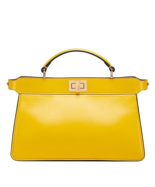 Low Price Yellow Look Black Outline Gold Twist Lock Peekaboo I See U East-West—Clone Fendi Women'S Gorgeous Tote