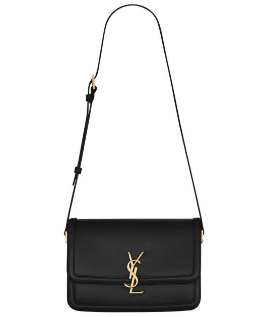 Imitated Saint Laurent Solferino Women'S Black Leather Front Flap Swivel YSL Closure Gold Hardware Adjustable Strap Shoulder Bag